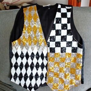 Fashion Fantasy Vintage Sequin Vest L